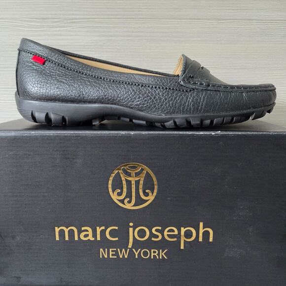 Marc Joseph New York Union Golf Black Grainy Loafer Flat Performance Shoes Sz 8